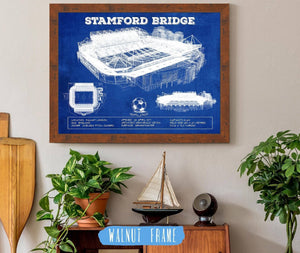 20" x 16" / Walnut Frame Cutler West Stamford Bridge - Chelsea FC European Football Soccer Stadium Print