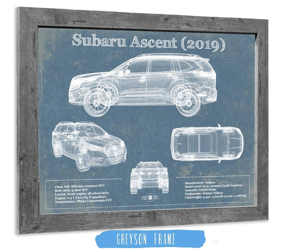 14" x 11" / Greyson Frame Cutler West Subaru Ascent 2019 Blueprint Vintage Auto Print