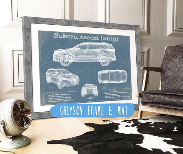 14" x 11" / Greyson Frame & Mat Cutler West Subaru Ascent 2019 Blueprint Vintage Auto Print