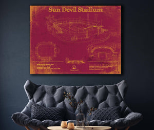 Cutler West Sun Devil Stadium Wall Art - Vintage Arizona State Sun Devils Art