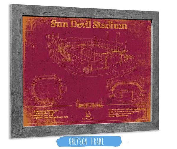 14" x 11" / Greyson Frame Cutler West Sun Devil Stadium Wall Art - Vintage Arizona State Sun Devils Art