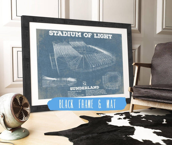 20" x 16" / Black Frame & Mat Cutler West Sunderland AFC Stadium Of Light Soccer Print