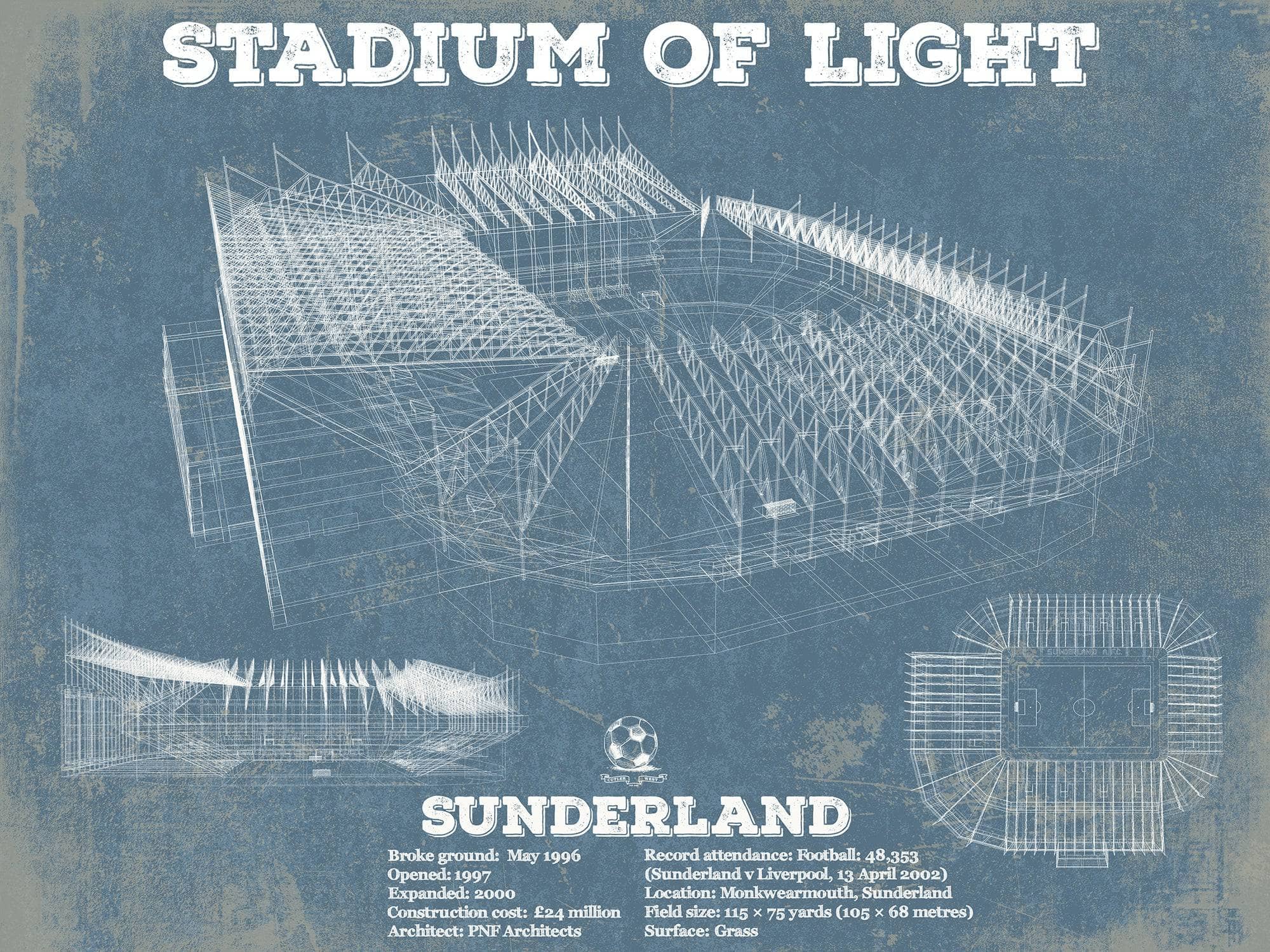 Cutler West Soccer Collection 14" x 11" / Unframed Sunderland AFC Stadium Of Light Soccer Print 845000162_31050