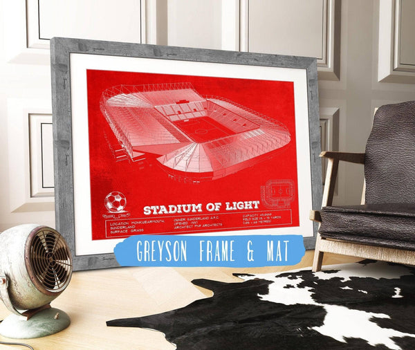 14" x 11" / Greyson Frame & Mat Cutler West Sunderland AFC Stadium Of Light Soccer Team Color Print