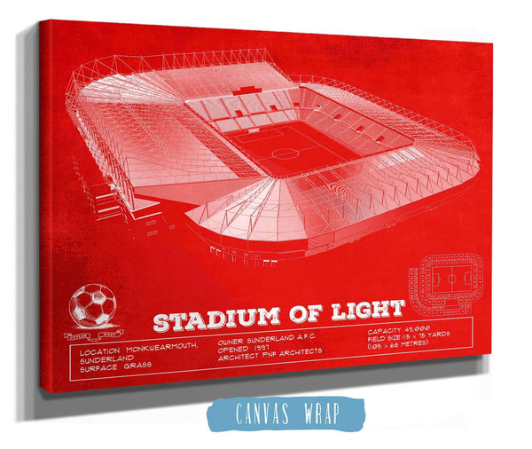 14" x 11" / Stretched Canvas Wrap Cutler West Sunderland AFC Stadium Of Light Soccer Team Color Print
