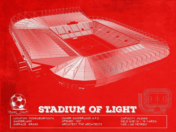 14" x 11" / Unframed Cutler West Sunderland AFC Stadium Of Light Soccer Team Color Print