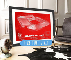 20" x 16" / Black Frame & Mat Cutler West Sunderland AFC Stadium Of Light Soccer Team Color Print