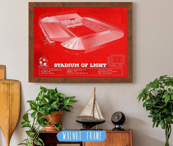20" x 16" / Walnut Frame Cutler West Sunderland AFC Stadium Of Light Soccer Team Color Print