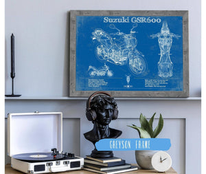 14" x 11" / Greyson Frame Cutler West Suzuki GSR600 Blueprint Motorcycle Patent Print