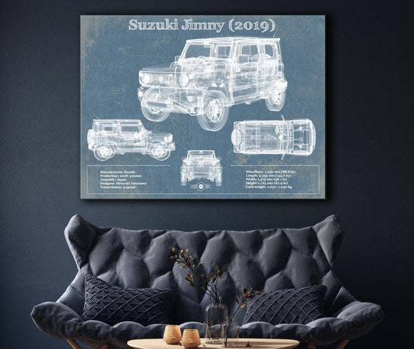 Cutler West Suzuki Jimney 2019 Vintage Blueprint Auto Print
