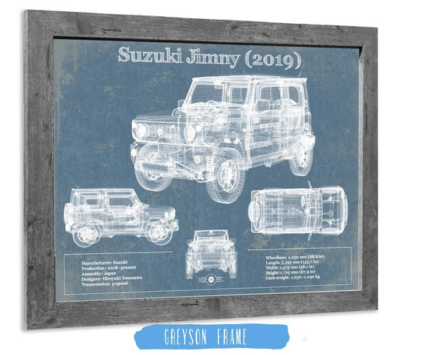 14" x 11" / Greyson Frame Cutler West Suzuki Jimney 2019 Vintage Blueprint Auto Print