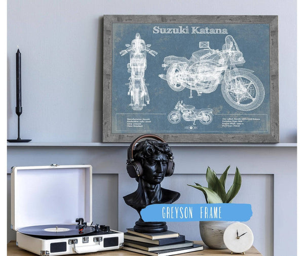 14" x 11" / Greyson Frame Cutler West Suzuki Katana Blueprint Motorcycle Patent Print