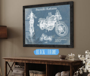 20" x 16" / Black Frame Cutler West Suzuki Katana Blueprint Motorcycle Patent Print