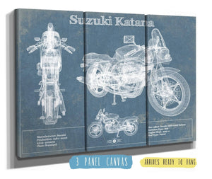 48" x 36" / 3 Panel Canvas Wrap Cutler West Suzuki Katana Blueprint Motorcycle Patent Print