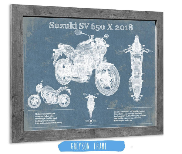 Cutler West Suzuki SV 650 X 2018 Blueprint Motorcycle Patent Print