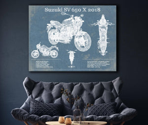 Cutler West Suzuki SV 650 X 2018 Blueprint Motorcycle Patent Print