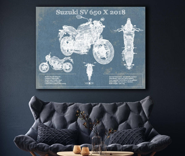 Cutler West Suzuki SV 650 X 2018 Blueprint Motorcycle Patent Print