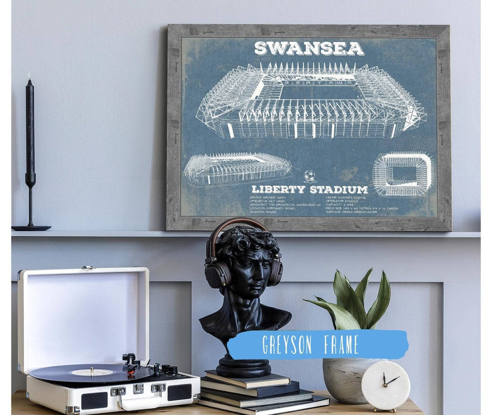 14" x 11" / Stretched Canvas Wrap Cutler West Swansea City Football Club- Liberty Stadium Soccer Print