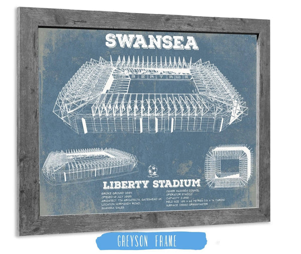 14" x 11" / Greyson Frame Cutler West Swansea City Football Club- Liberty Stadium Soccer Print