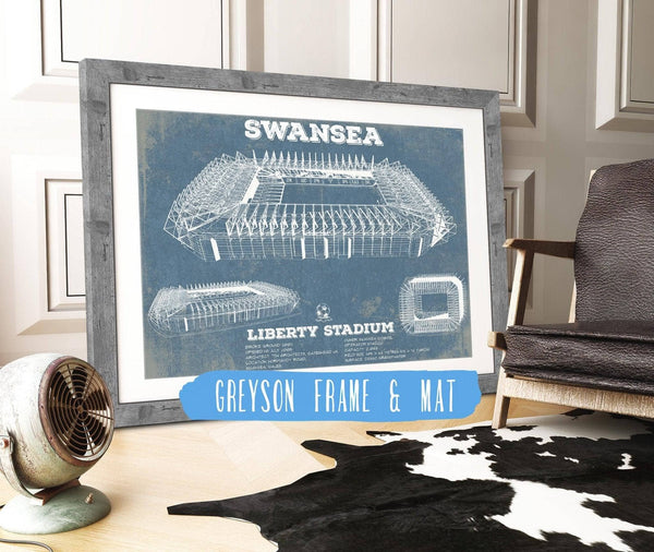 14" x 11" / Greyson Frame & Mat Cutler West Swansea City Football Club- Liberty Stadium Soccer Print