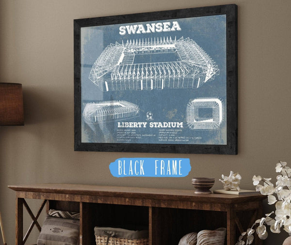 20" x 16" / Black Frame Cutler West Swansea City Football Club- Liberty Stadium Soccer Print