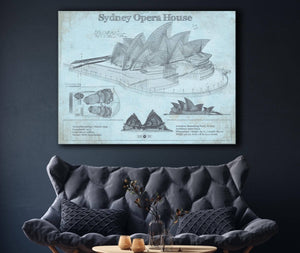 Cutler West Sydney Opera House Blueprint Vintage Art Print