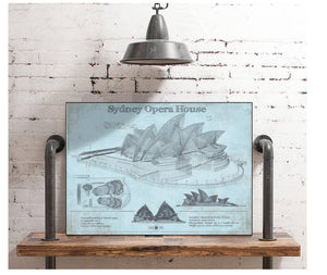 Cutler West Sydney Opera House Blueprint Vintage Art Print