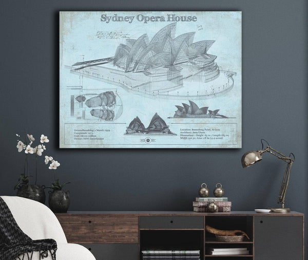 Cutler West Sydney Opera House Blueprint Vintage Art Print