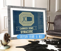 Cutler West Basketball Collection 14" x 11" / Greyson Frame & Mat Syracuse Orange - Carrier Dome Seating Chart - College Basketball Blueprint Art 675915943_82114