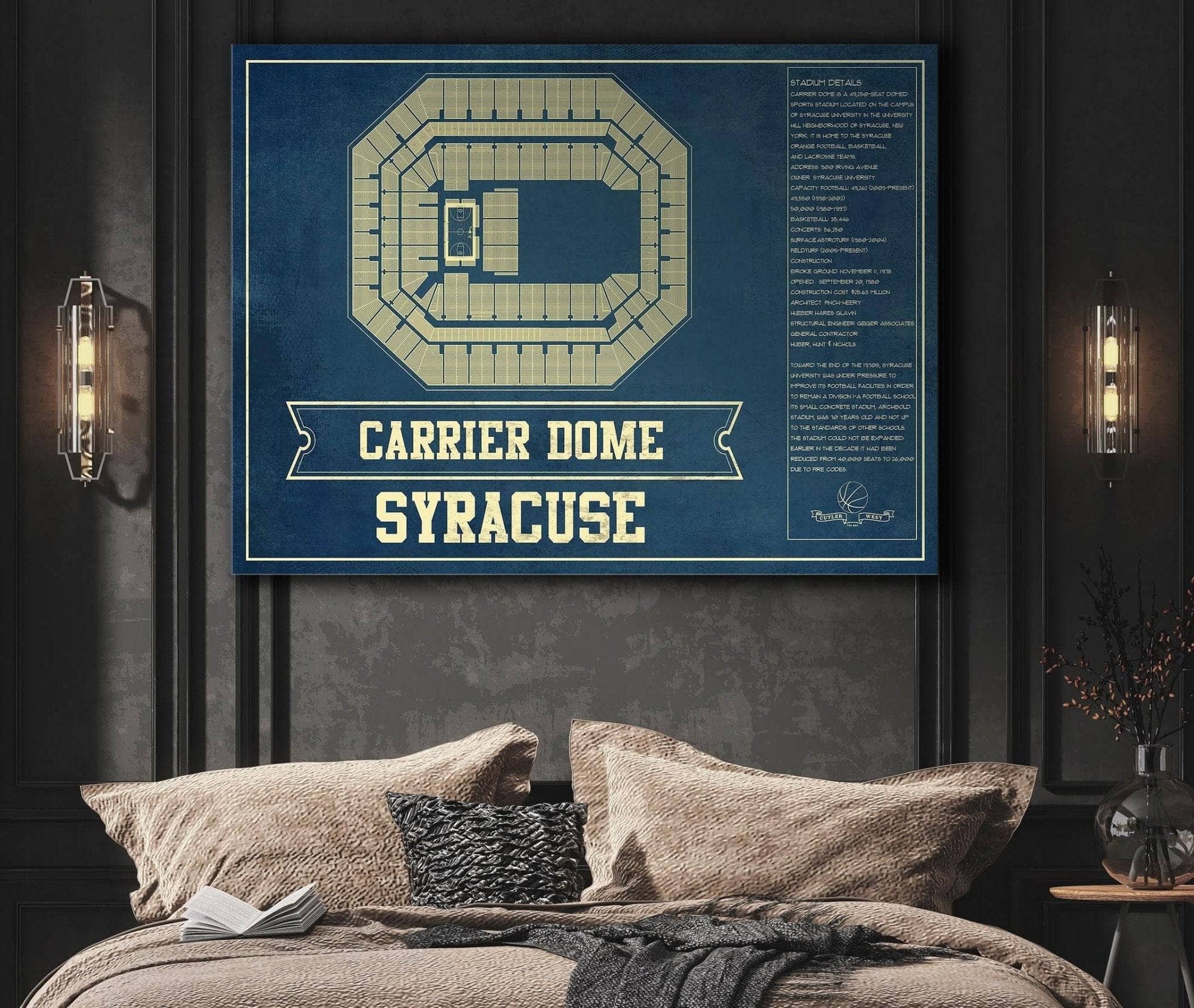 Cutler West Basketball Collection Syracuse Orange - Carrier Dome Seating Chart - College Basketball Blueprint Art