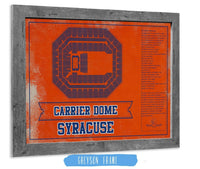 Cutler West Basketball Collection 14" x 11" / Greyson Frame Syracuse Orange - Carrier Dome Seating Chart - College Basketball Blueprint Team Color Art 918947080-TOP