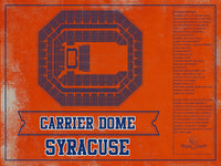 Cutler West Basketball Collection 14" x 11" / Unframed Syracuse Orange - Carrier Dome Seating Chart - College Basketball Blueprint Team Color Art 918947080-TOP