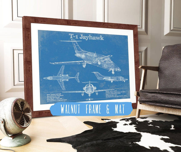 20" x 16" / Walnut Frame & Mat Cutler West T-1 Jayhawk Vintage Blueprint Coffee Cup