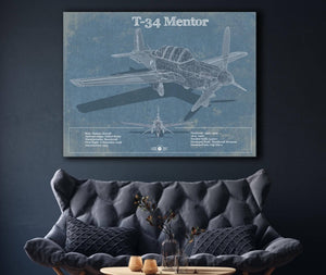 Cutler West T-34 Mentor Aircraft Blueprint Original Military Wall Art