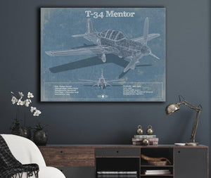 Cutler West T-34 Mentor Aircraft Blueprint Original Military Wall Art