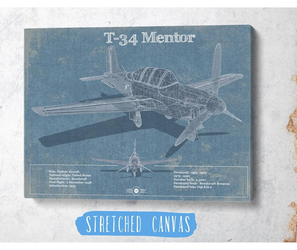 Cutler West T-34 Mentor Aircraft Blueprint Original Military Wall Art