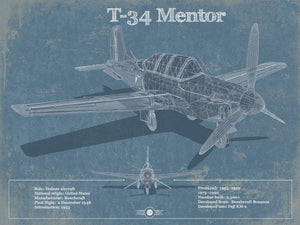 14" x 11" / Unframed Cutler West T-34 Mentor Aircraft Blueprint Original Military Wall Art