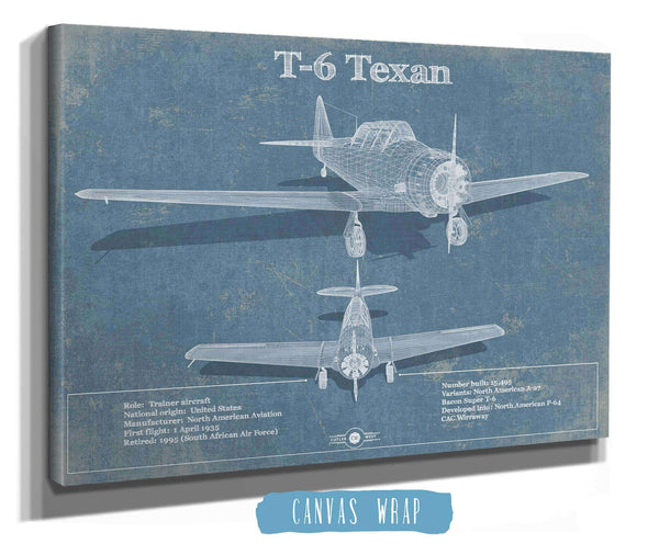 Cutler West T-6 Texan Aircraft Blueprint Original Military Wall Art