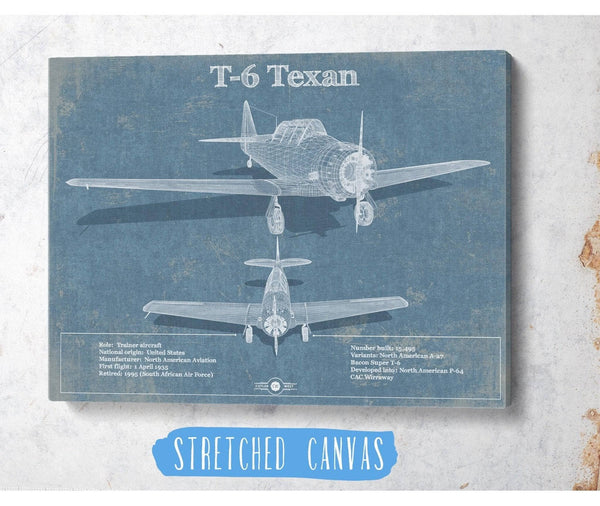 Cutler West T-6 Texan Aircraft Blueprint Original Military Wall Art