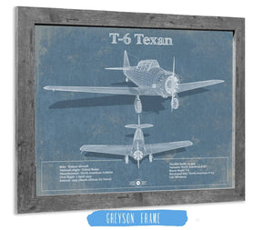 14" x 11" / Greyson Frame Cutler West T-6 Texan Aircraft Blueprint Original Military Wall Art