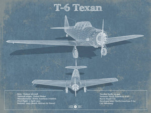 14" x 11" / Unframed Cutler West T-6 Texan Aircraft Blueprint Original Military Wall Art
