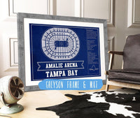 Cutler West 14" x 11" / Greyson Frame & Mat Tampa Bay Lightning Amalie Arena Seating Chart - Vintage Hockey Print 659984250-TEAM
