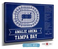 Cutler West 14" x 11" / Stretched Canvas Wrap Tampa Bay Lightning Amalie Arena Seating Chart - Vintage Hockey Print 659984250-TEAM