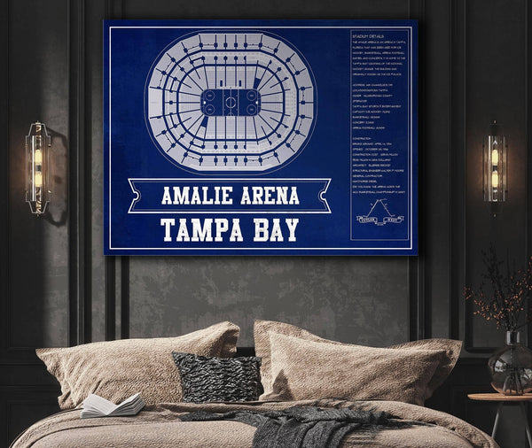 Cutler West Tampa Bay Lightning Amalie Arena Team Colors Seating Chart - Vintage Hockey Print