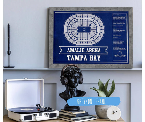 Cutler West Tampa Bay Lightning Amalie Arena Team Colors Seating Chart - Vintage Hockey Print