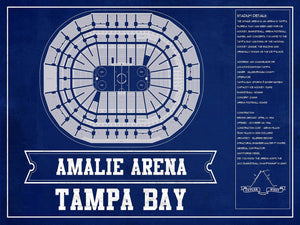 14" x 11" / Unframed Cutler West Tampa Bay Lightning Amalie Arena Team Colors Seating Chart - Vintage Hockey Print