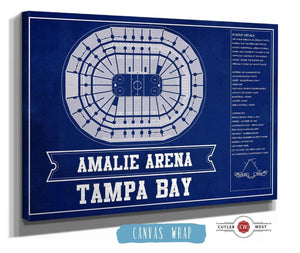 36" x 24" / 3 Panel Canvas Wrap Cutler West Tampa Bay Lightning Amalie Arena Team Colors Seating Chart - Vintage Hockey Print