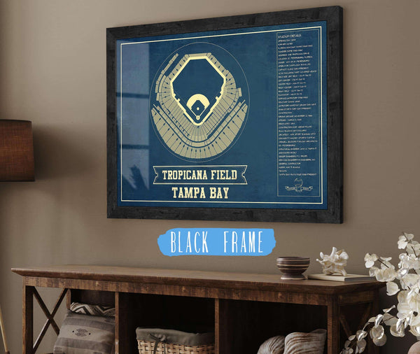 20" x 16" / Black Frame Cutler West Tampa Bay Rays - Tropicana Field Vintage Baseball Print