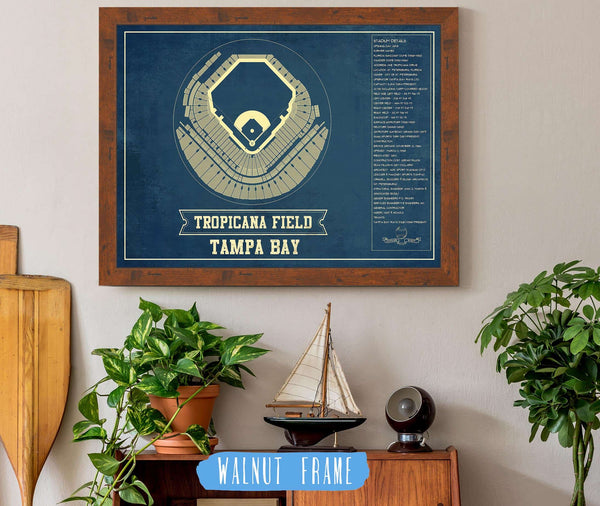 20" x 16" / Walnut Frame Cutler West Tampa Bay Rays - Tropicana Field Vintage Baseball Print