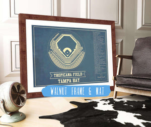 20" x 16" / Walnut Frame & Mat Cutler West Tampa Bay Rays - Tropicana Field Vintage Baseball Print